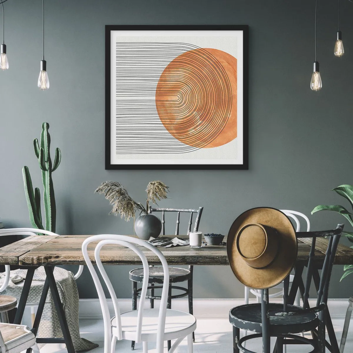 Poster in einem schwarzem Rahmen - SonnenKomposition - 40x40 cm