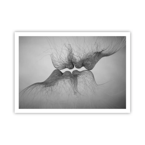Poster - Ein abstrakter Kuss in ätherischer Form - 100x70cm - Kuss des Windes - Moderne Wanddekoration für Wohnzimmer und Schlafzimmer ARTTOR