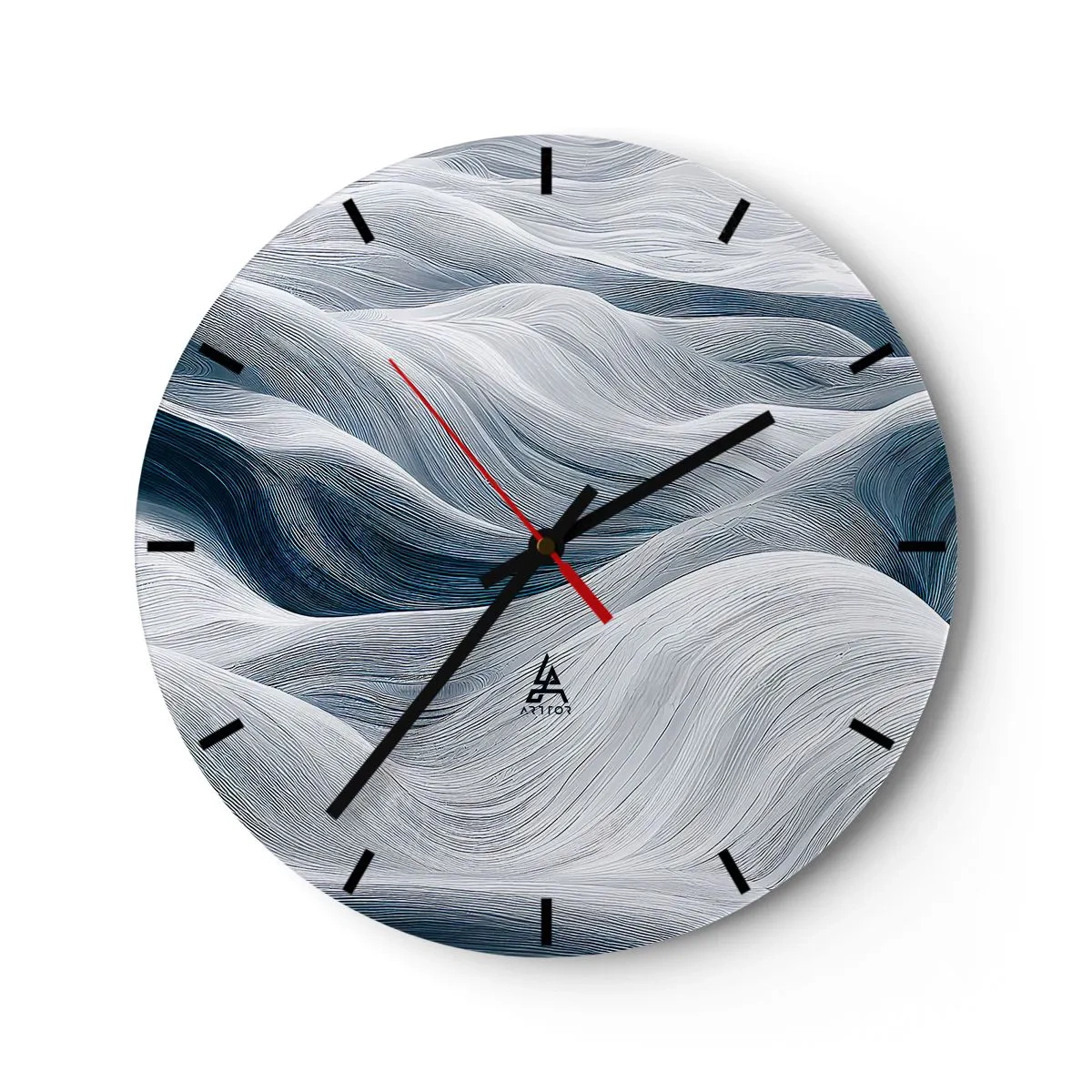 Wanduhr - Glasuhr - Weiße und blaue Wellen - 40x40 cm