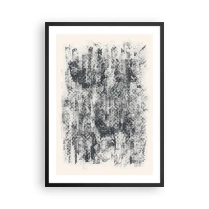 Poster in einem schwarzem Rahmen - Retro-Wald-Grafikmotiv - 50x70cm - Nebelige Komposition - Moderne Wanddekoration für Wohnzimmer und Schlafzimmer ARTTOR