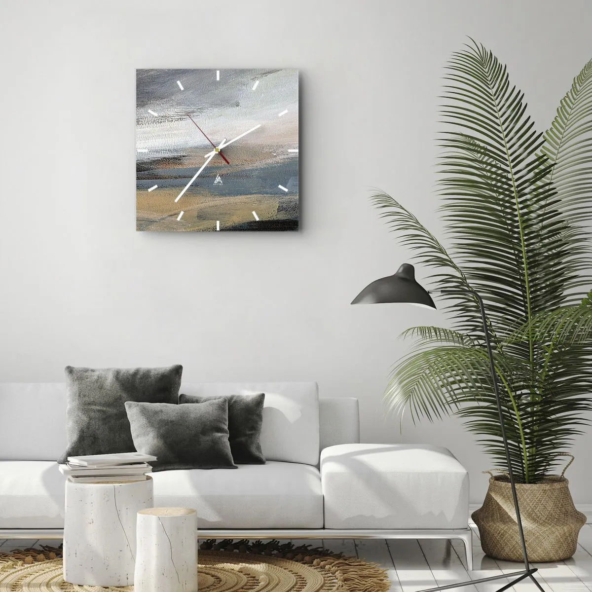 Wanduhr - Glasuhr - Abstraktion: nördliche Landschaft - 30x30 cm