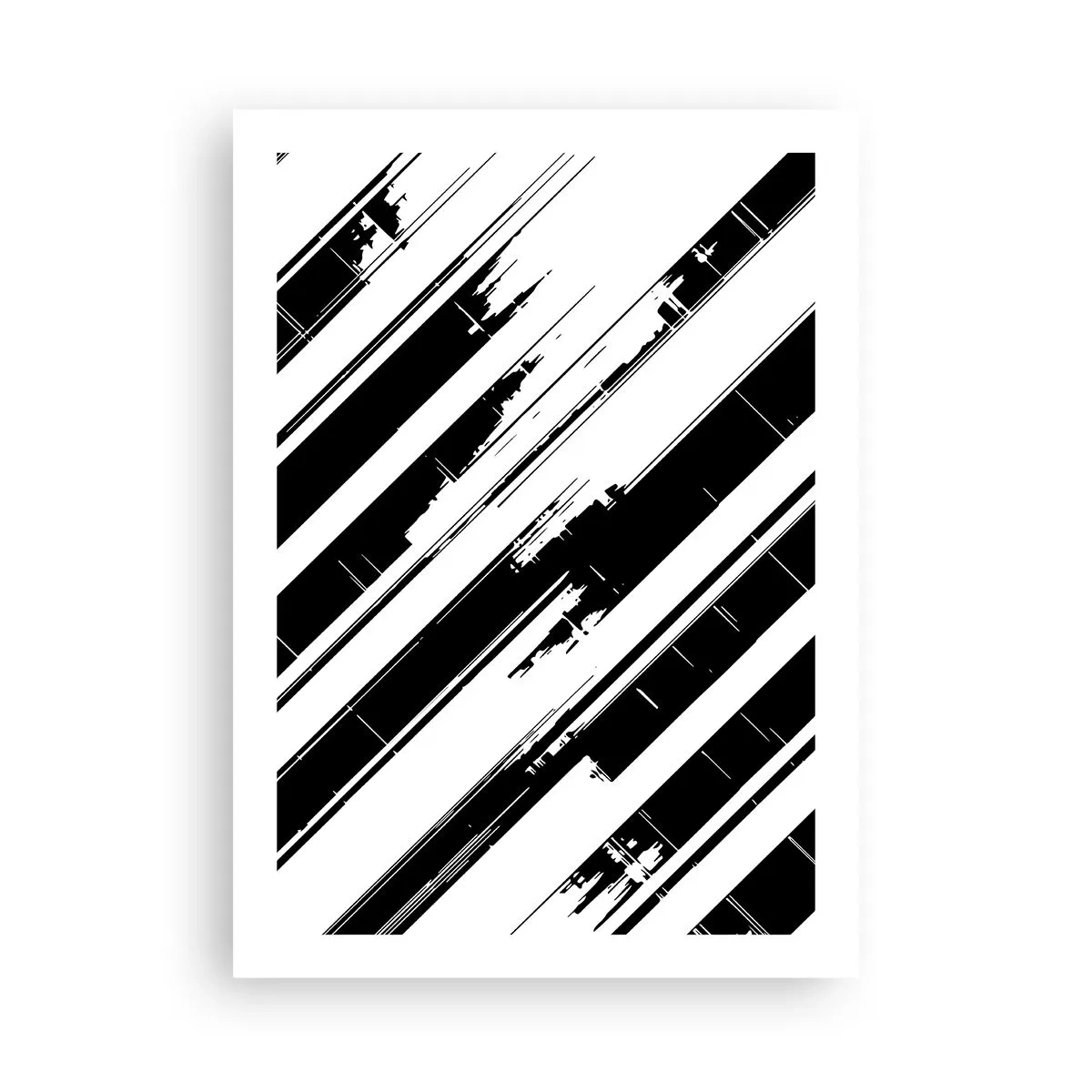 Poster - Minimalistische Schwarz-Weiß-Abstraktion mit geometrischen Linien - 50x70cm - Eine intensive und dynamische Komposition - Moderne Wanddekoration für Wohnzimmer und Schlafzimmer ARTTOR