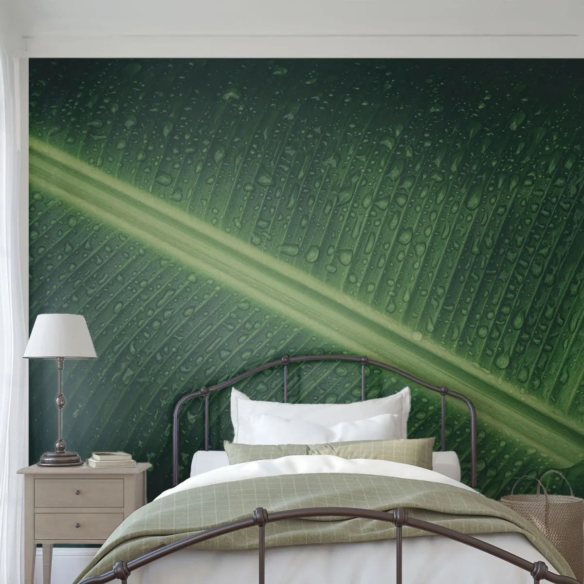 Selbstklebende Fototapete Deluxe Sticker - Die Struktur des Grüns - Grünes Blatt, Tropische Pflanze, Stück - 450x315 cm