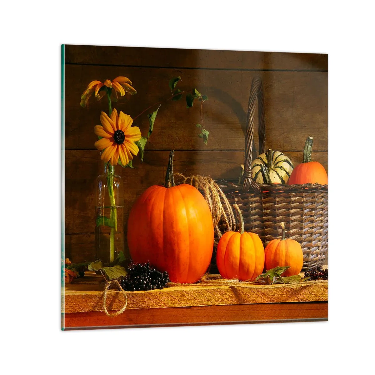 Glasbild - Bild auf glas - Eine rustikale Komposition - Geschenke des Herbstes - 30x30 cm