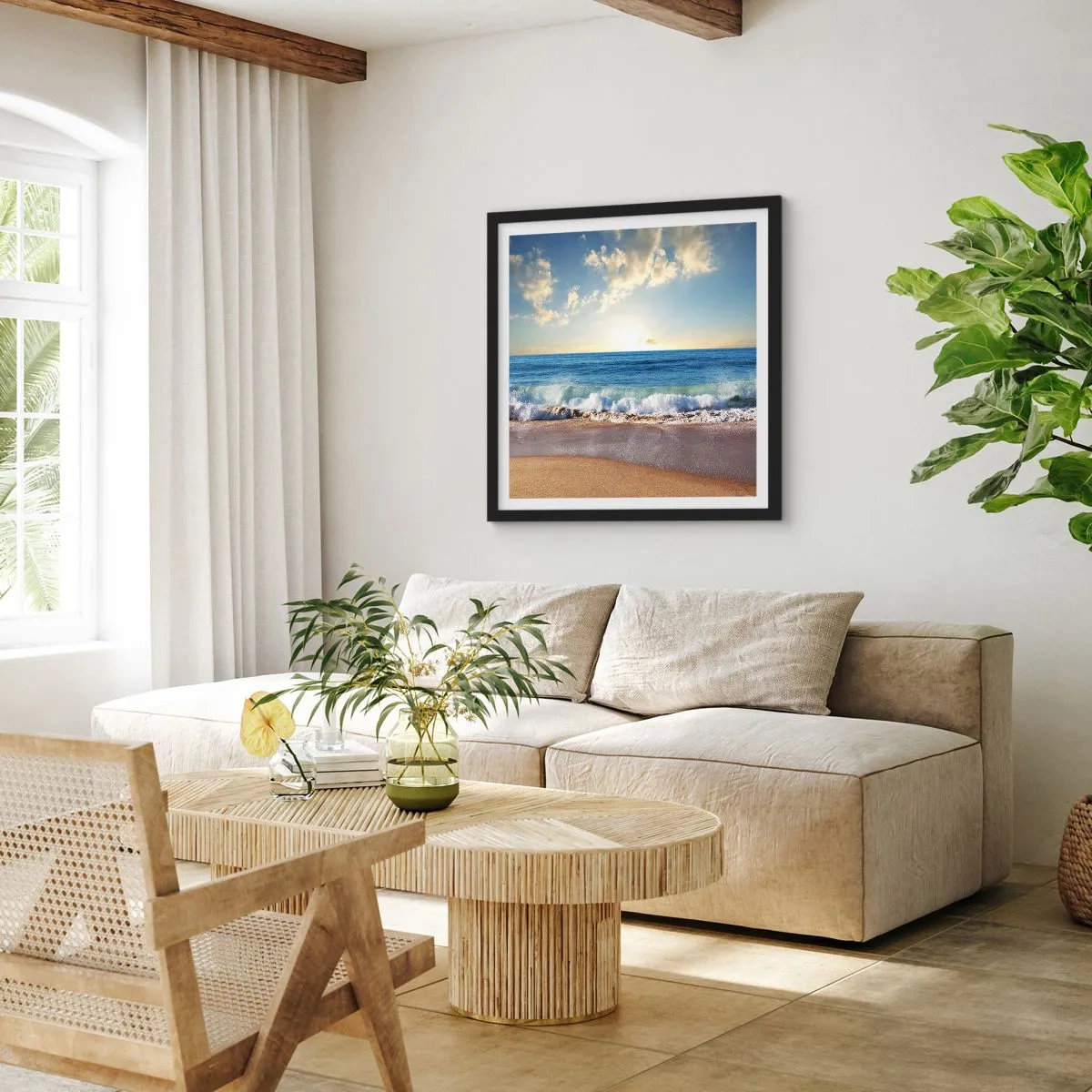 Poster in einem schwarzem Rahmen - Bewegung und Stille zugleich - 50x50 cm