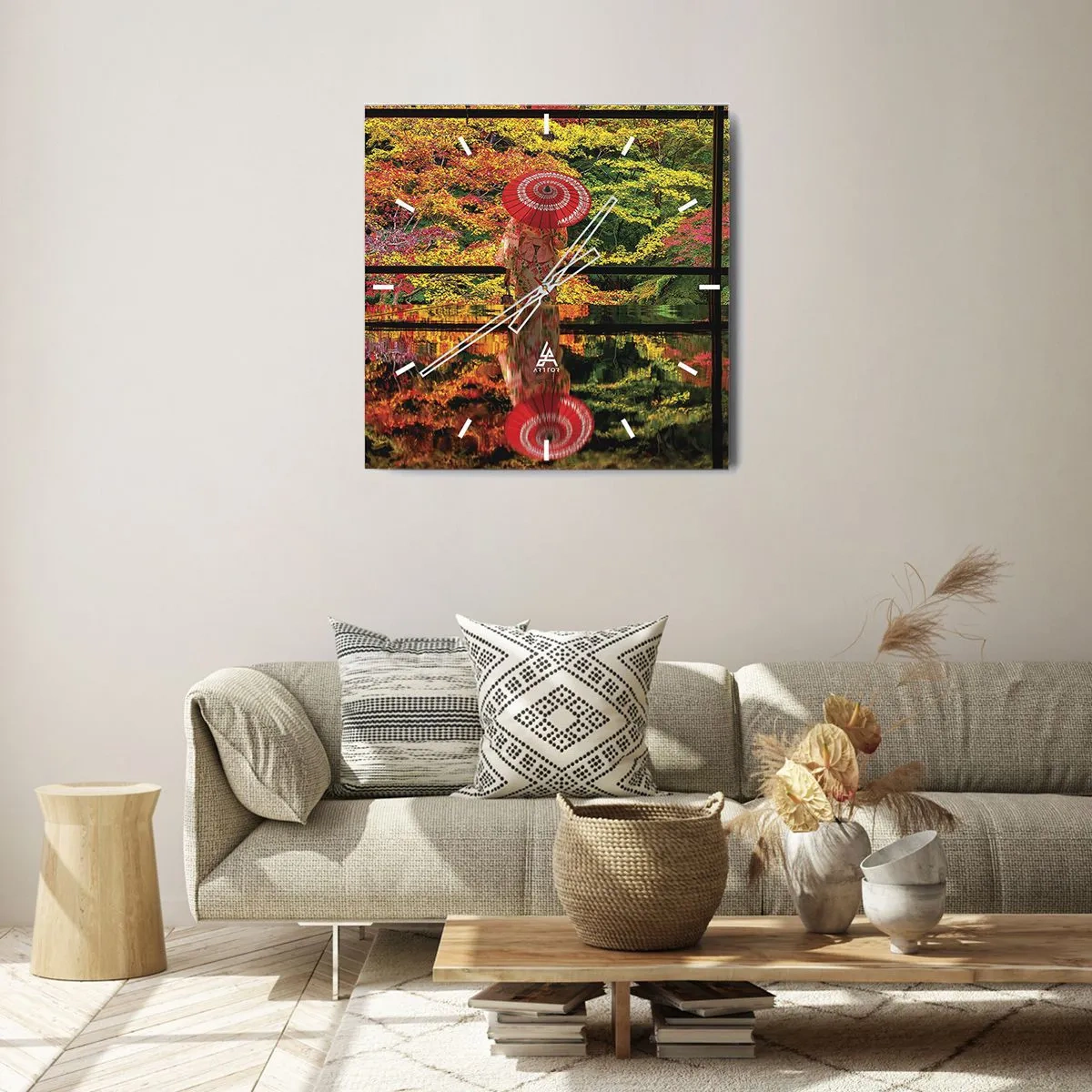 Wanduhr - Glasuhr - Im Tempel der Natur - 40x40 cm