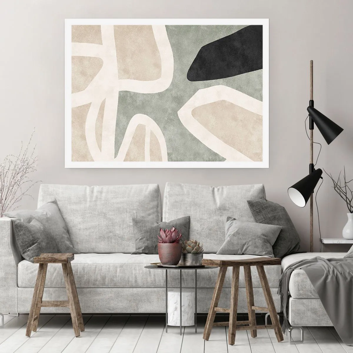 Poster - Komposition mit schwarzem Motiv - 40x30 cm