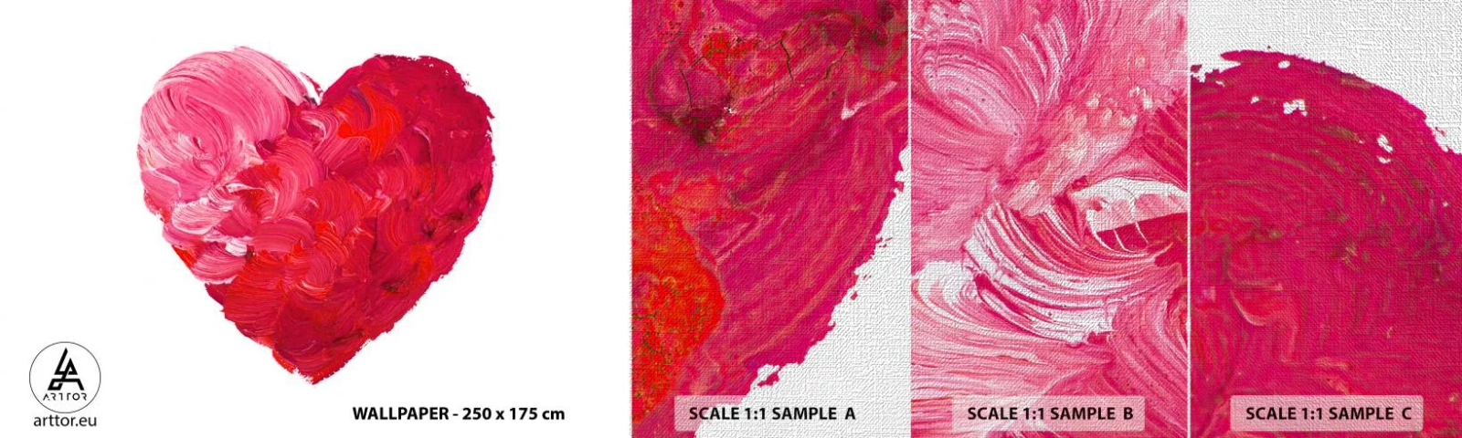 Fototapeten Muster Premium Canvas - Alles was du brauchst ist Liebe - Abstraktion, Rotes Herz, Symbol der Liebe - 100x30 cm