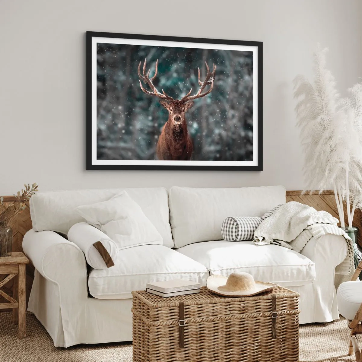 Poster in einem schwarzem Rahmen - Gekrönter König des Waldes - 50x40 cm