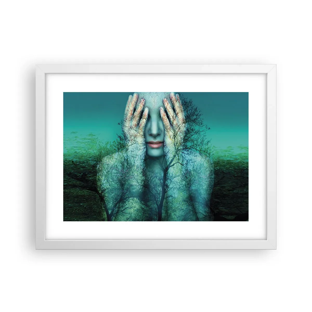 Poster in einem weißen Rahmen - Eingetaucht in Blau - 40x30 cm