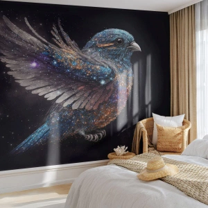 Selbstklebende Fototapete Deluxe Sticker - Diamantsperling - Vogel, Magie, Kosmos - 100x70 cm