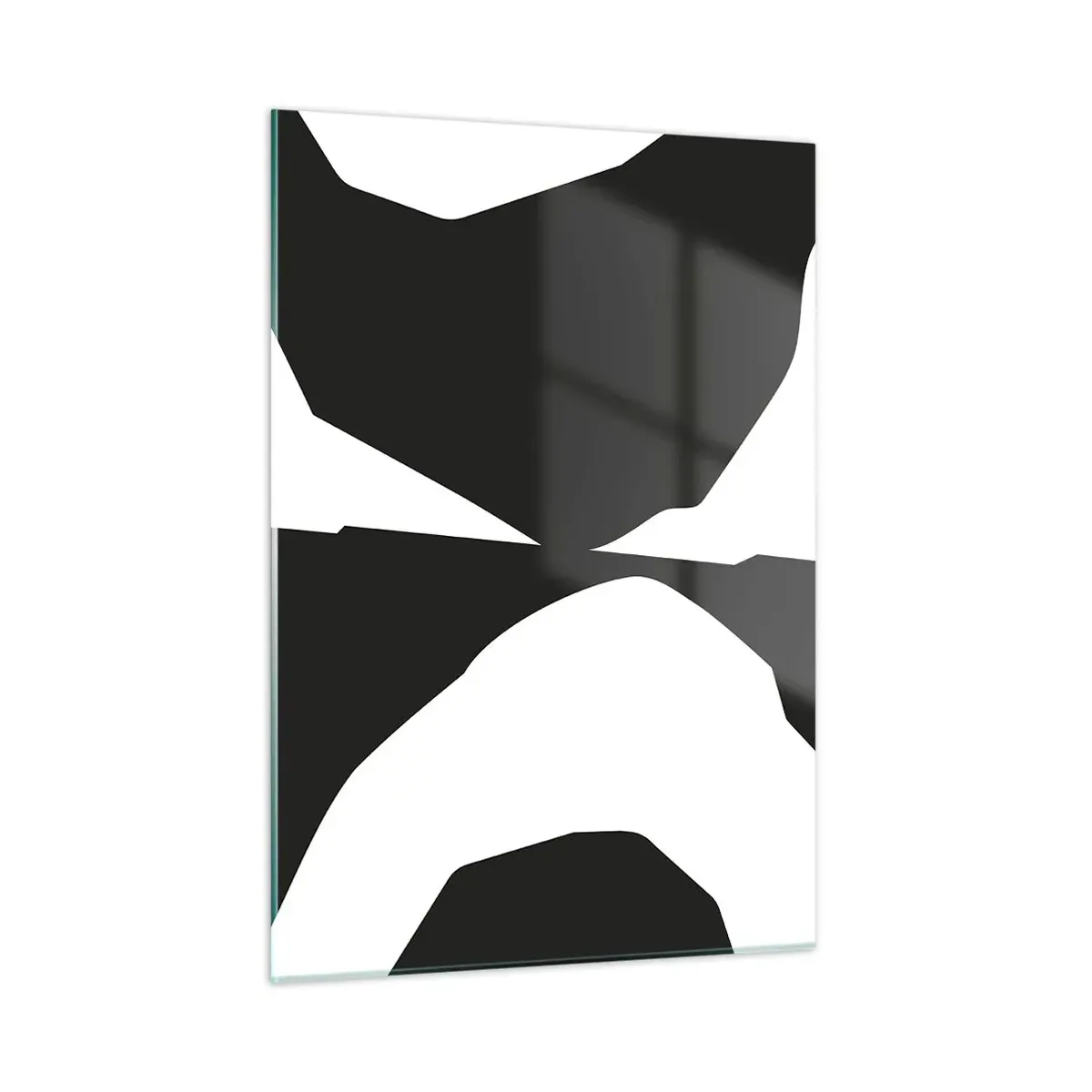 Glasbild - Bild auf glas - Schwarz-weiße grafische Komposition im kontrastierenden Positiv-Negativ-Stil - 50x70cm - Positiv negativ - Moderne Wanddekoration für Wohnzimmer und Schlafzimmer ARTTOR