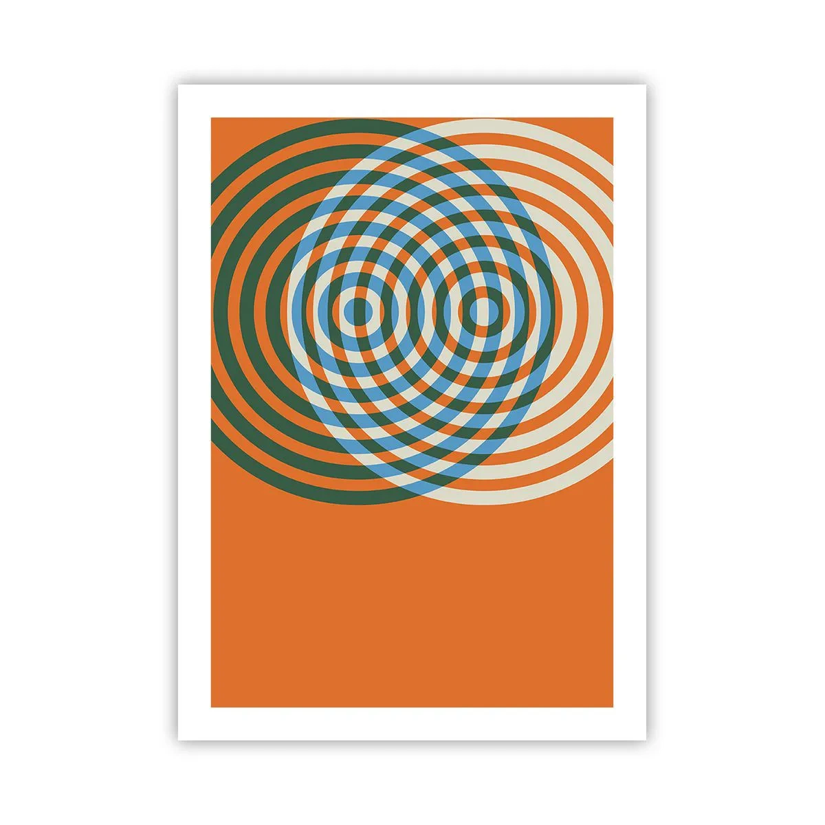 Poster - Bunte konzentrische Kreise auf orangefarbenem Hintergrund - 50x70cm - Abstrakte kreisförmige Variation - Moderne Wanddekoration für Wohnzimmer und Schlafzimmer ARTTOR