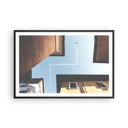 Poster in einem schwarzem Rahmen - Über dem Stadtlabyrinth - 91x61 cm