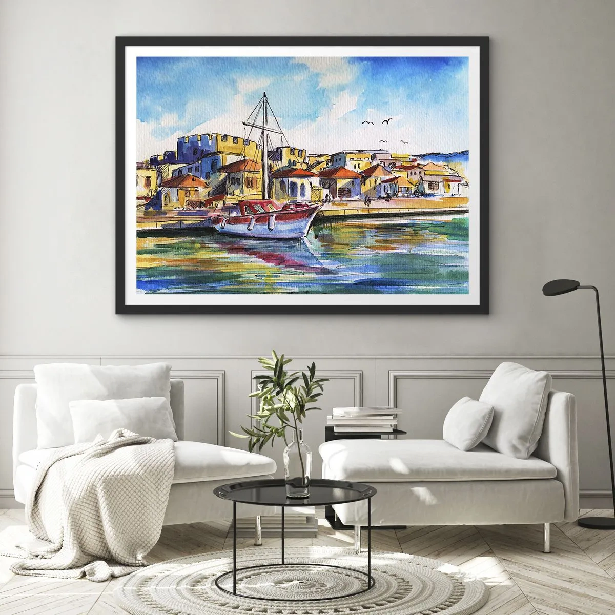 Poster in einem schwarzem Rahmen - Regenbogennachmittag - 50x40 cm