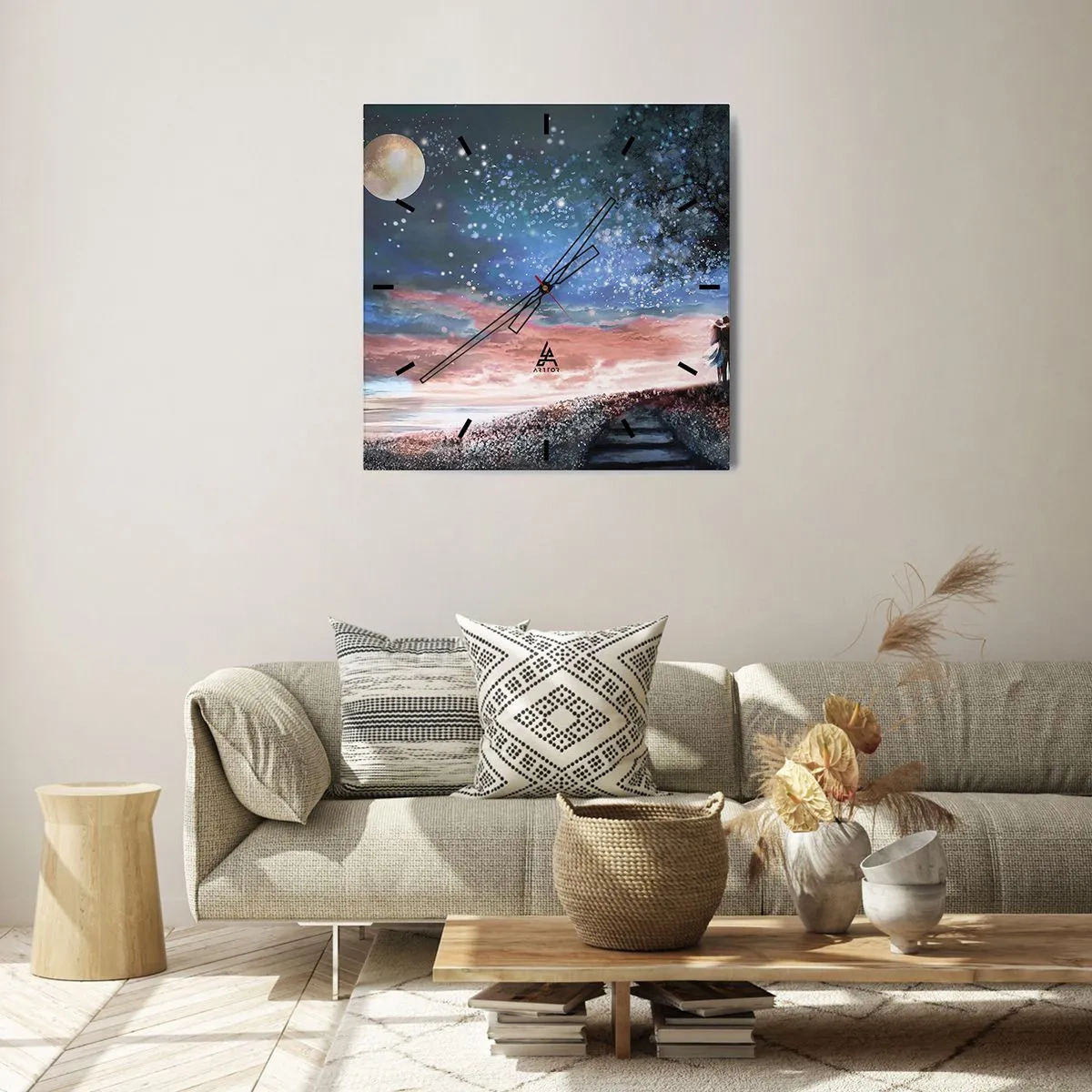 Wanduhr - Glasuhr - Ein sternenklares Spektakel - 40x40 cm