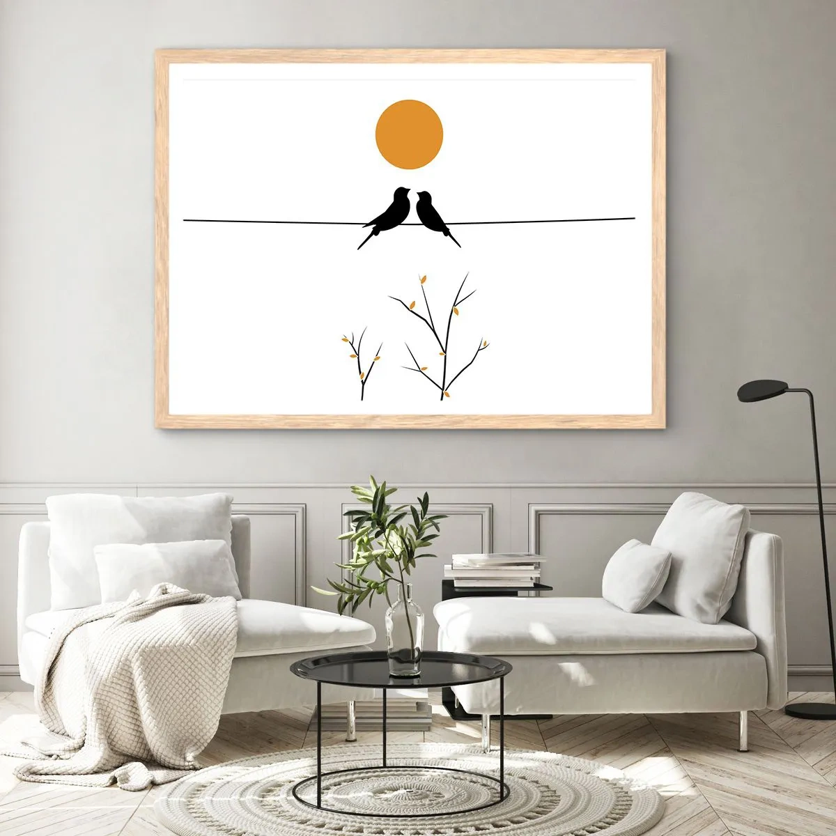 Poster in einem Rahmen aus heller Eiche - Abend der Nachtigallen - 100x70 cm