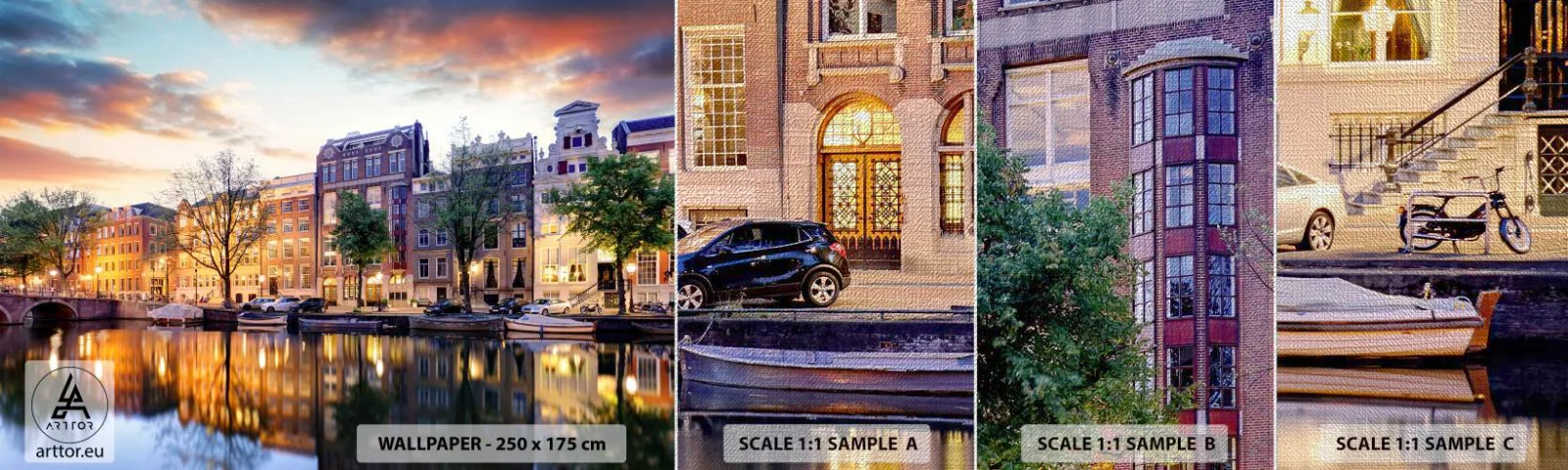 Fototapeten Muster Premium Canvas - Zurückhaltende und gelassene niederländische Schönheit - Stadt, Die Architektur, Amsterdam - 100x30 cm