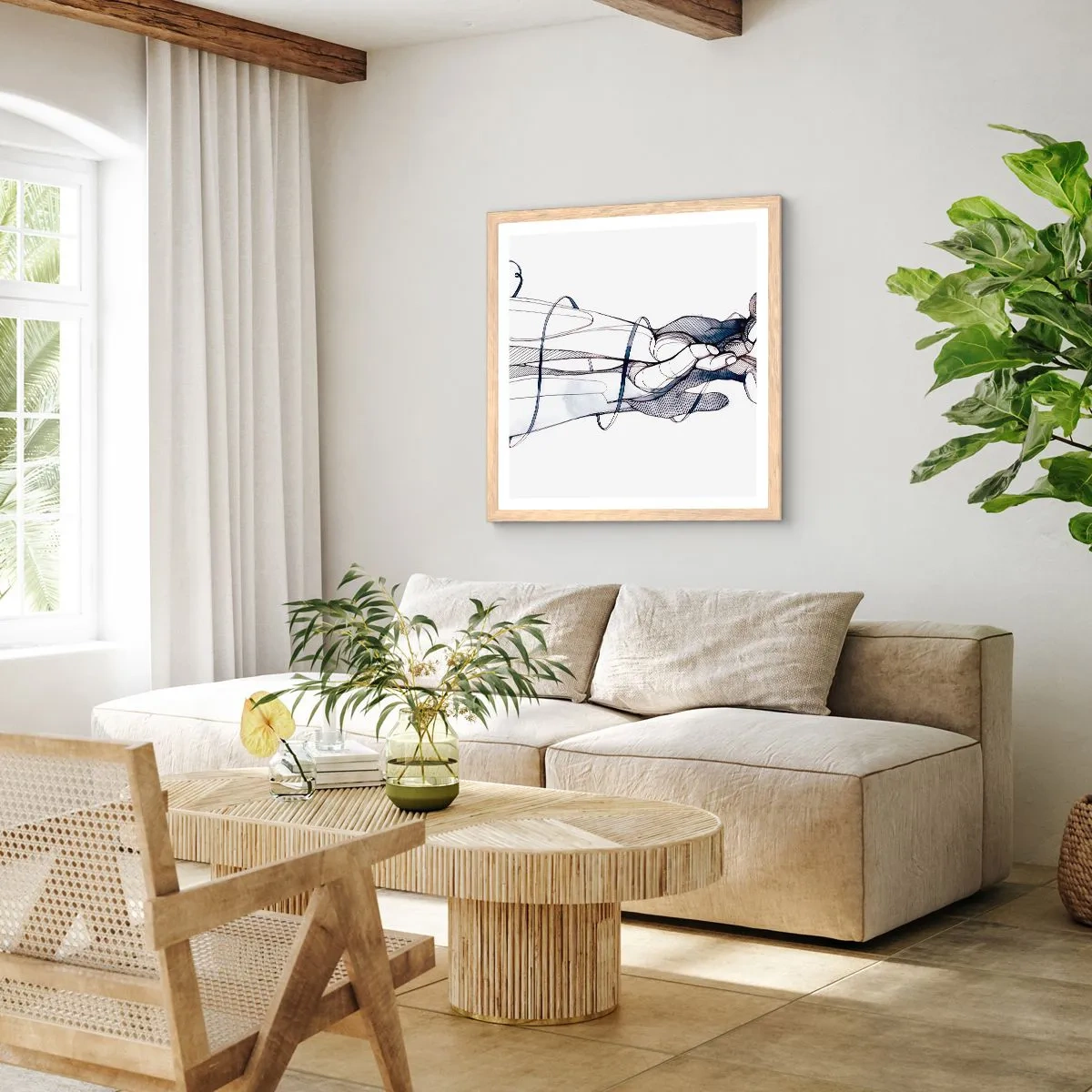 Poster in einem Rahmen aus heller Eiche - Touch-Studie - 60x60 cm