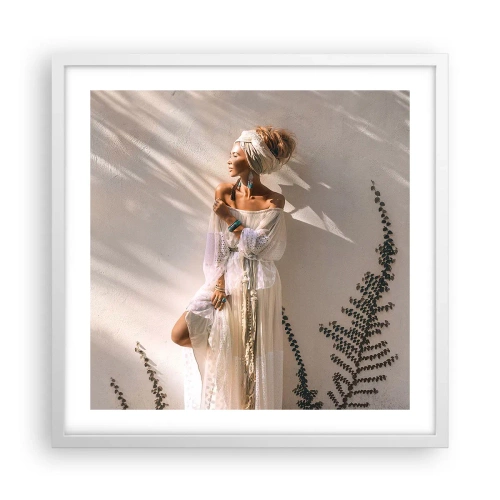 Poster in einem weißen Rahmen - Die Sonne und das Mädchen - 50x50 cm