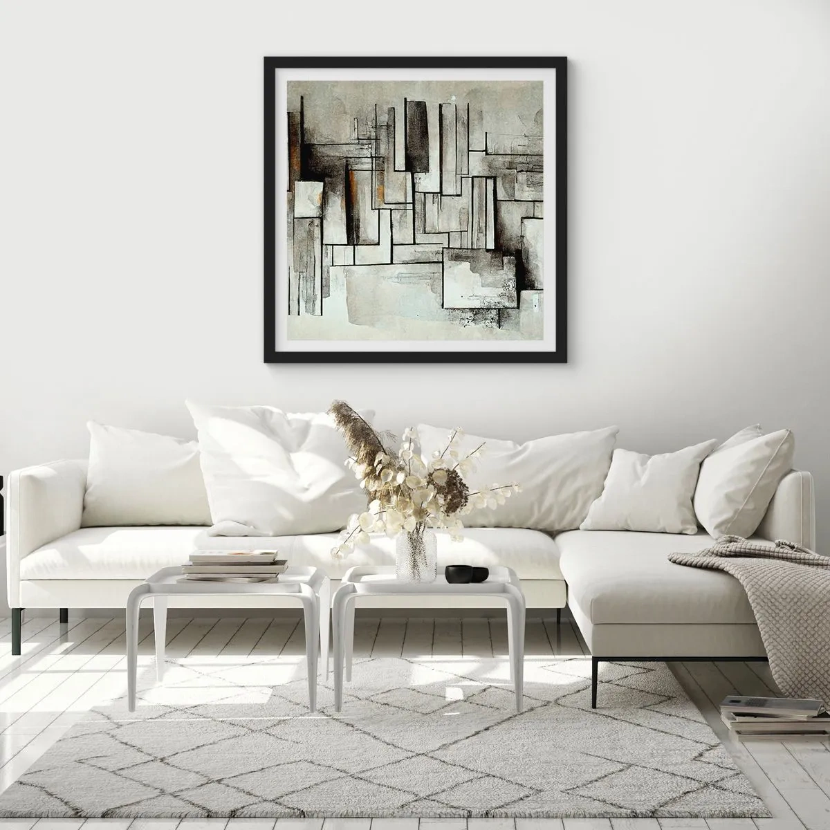 Poster in einem schwarzem Rahmen - Kraft der Einfachheit - 60x60 cm