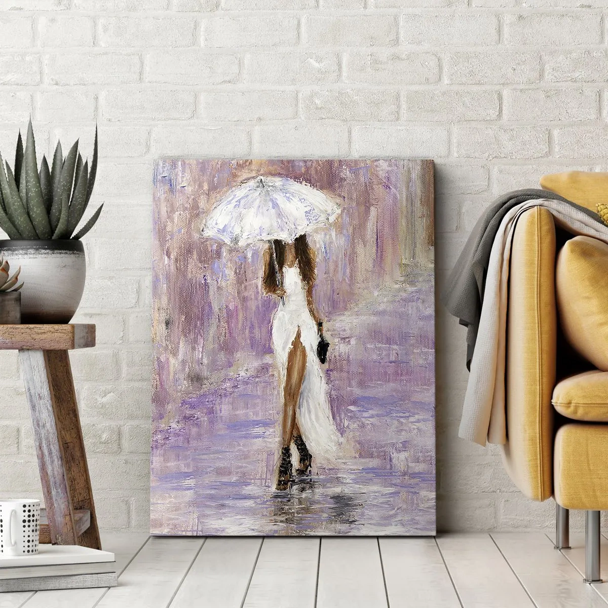 Bild auf Leinwand - Leinwandbild - Im lila Regen - 45x80 cm