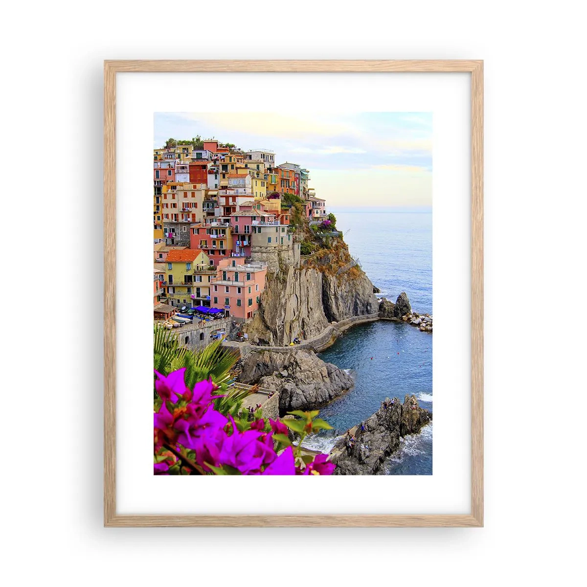 Poster in einem Rahmen aus heller Eiche - Lachende Stadt - 40x50 cm