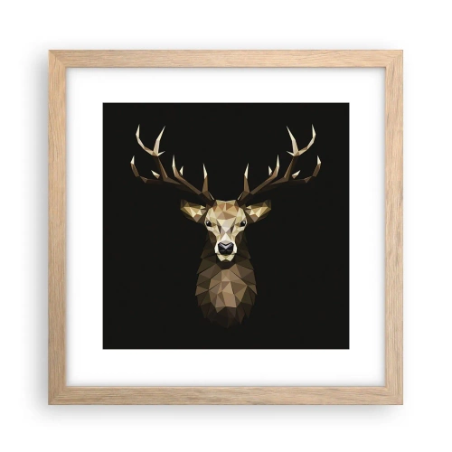 Poster in einem Rahmen aus heller Eiche - Kubistischer Hirsch - 30x30 cm