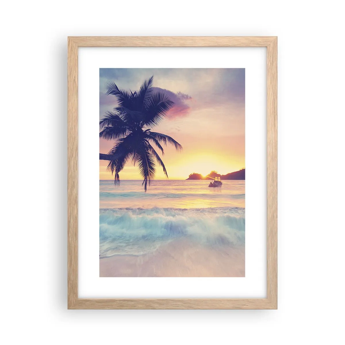 Poster in einem Rahmen aus heller Eiche - Ein Abend in der Bucht - 30x40 cm