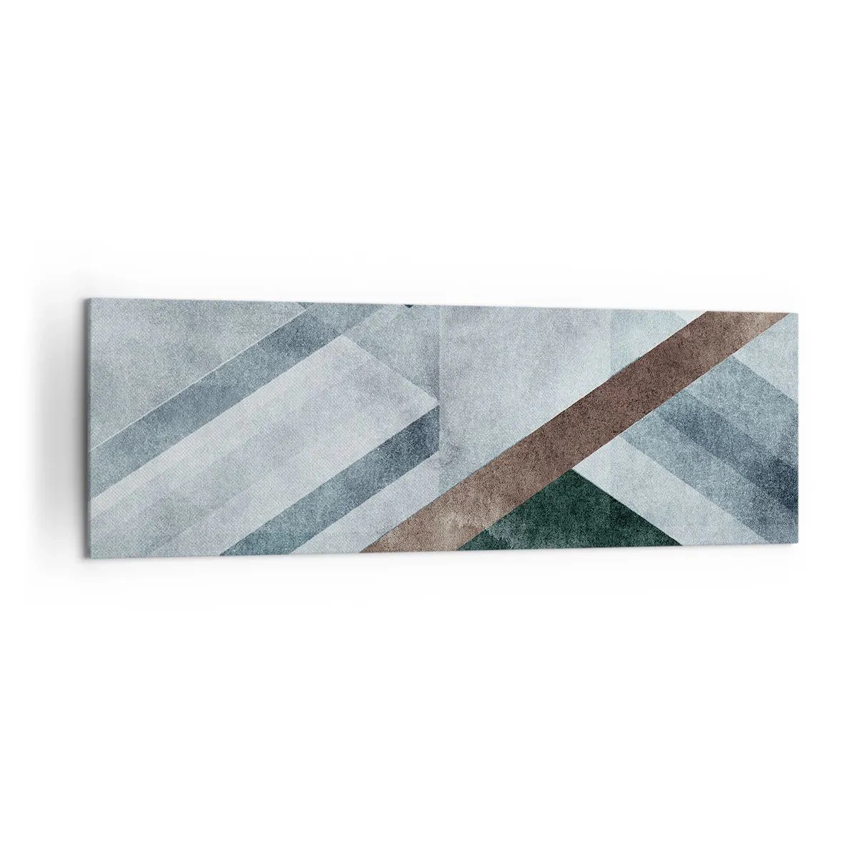 Bild auf Leinwand - Leinwandbild - Geometrische Formen in kühlen Blau- und Brauntönen - 160x50cm - Anspruchsvolle Eleganz der Geometrie - Moderne Wanddekoration für Wohnzimmer und Schlafzimmer ARTTOR