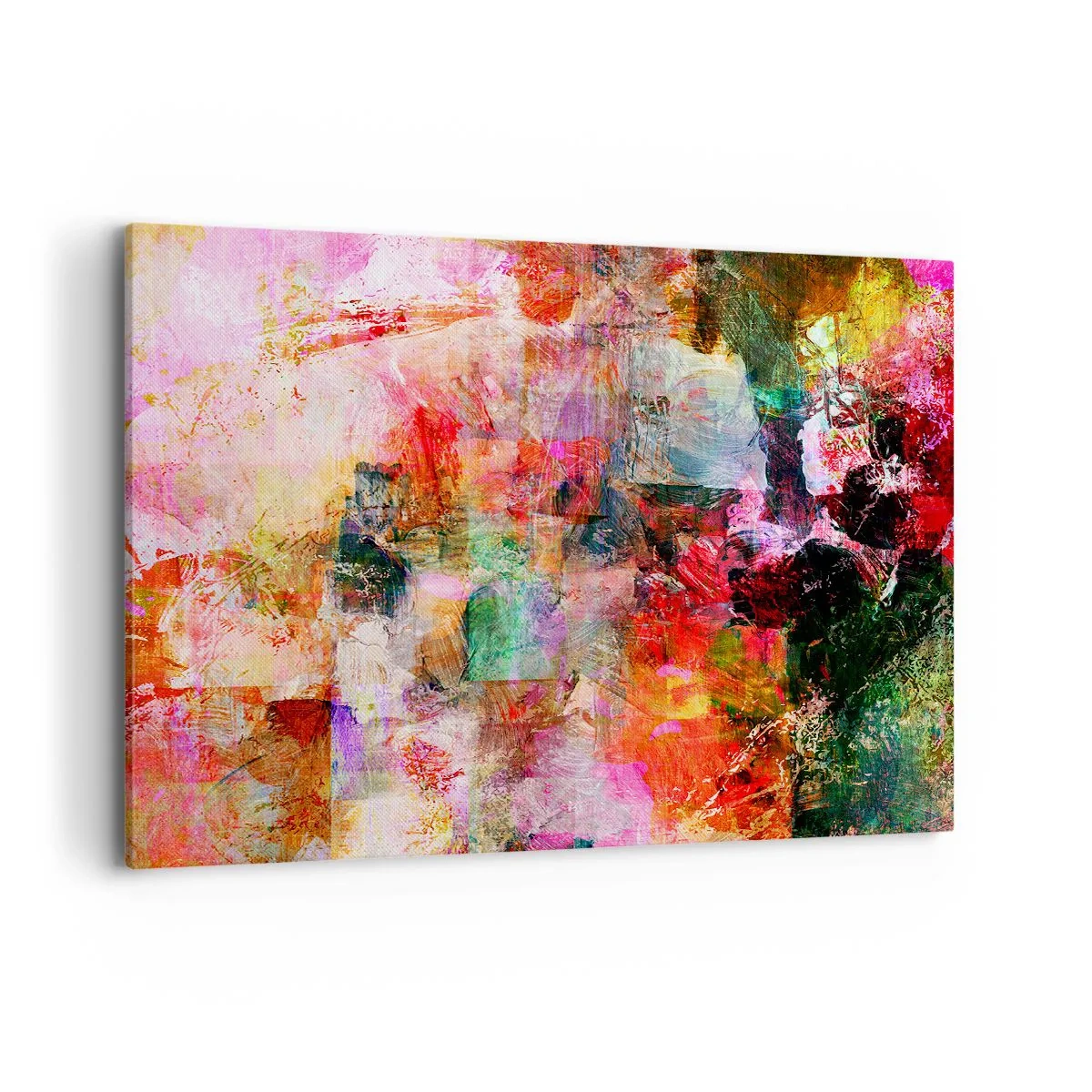 Bild auf Leinwand - Leinwandbild - Eine abstrakte Komposition mit dominanten Rosa- und Rottönen. - 120x80cm - Eine Reise durch die Rosen - Moderne Wanddekoration für Wohnzimmer und Schlafzimmer ARTTOR