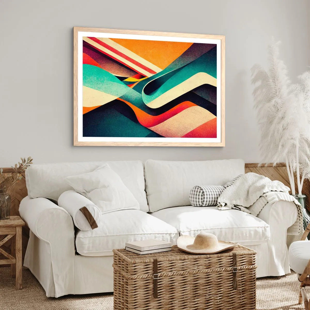 Poster in einem Rahmen aus heller Eiche - Intensive Komposition - 91x61 cm