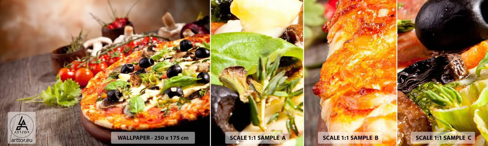 Fototapetenmuster Standard Eco - Aus den tellurischen Zutaten - Gastronomie, Pizza, Italien - 100x30 cm