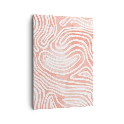 Bild auf Leinwand - Leinwandbild - Abstraktes Muster in Rosa- und Weißtönen - 50x70cm - Im Korallenlabyrinth - Moderne Wanddekoration für Wohnzimmer und Schlafzimmer ARTTOR