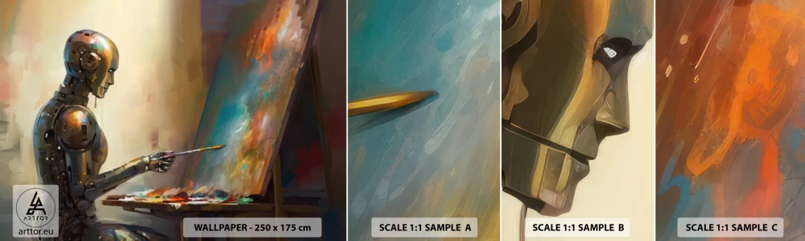 Fototapetenmuster Standard Eco - Die Kunst der Zukunft - Malerei, Roboter, Bürste - 100x30 cm