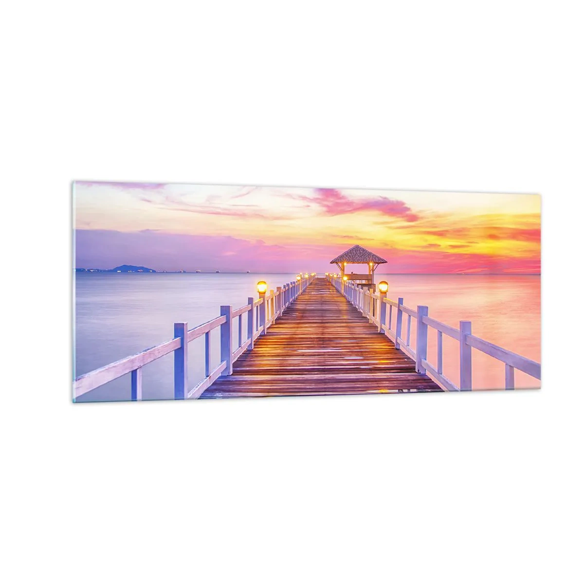 Glasbild - Bild auf glas - Die lila-goldene Stille des Abends - 100x40 cm