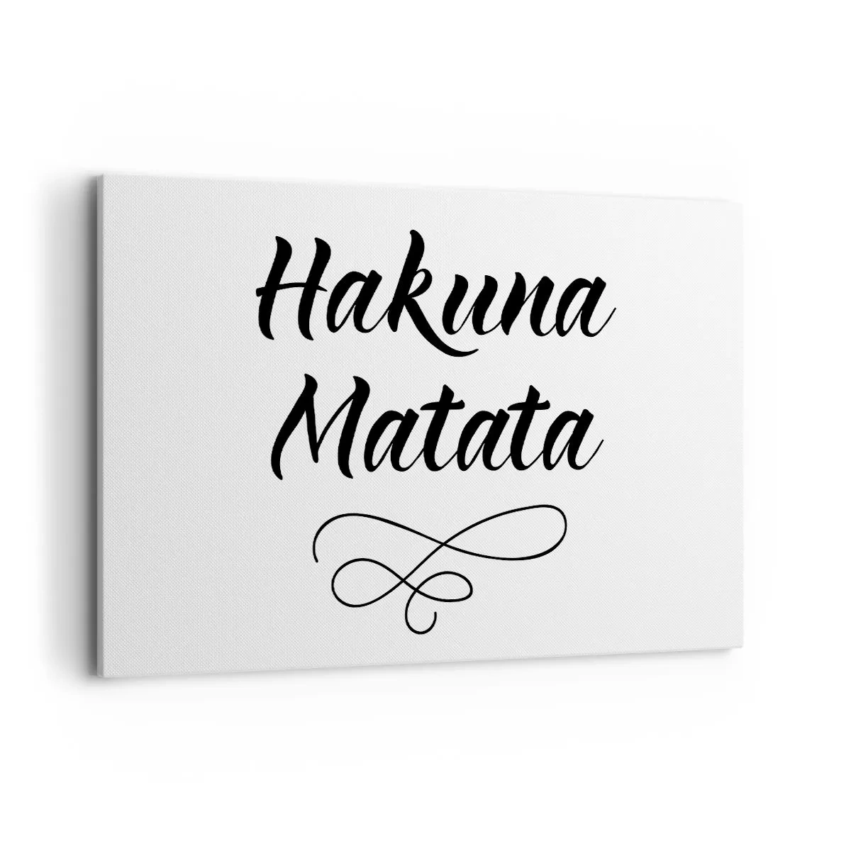 Bild auf Leinwand - Leinwandbild - Hakuna Matata-Zitat in eleganter Schriftart auf weißem Hintergrund - 120x80cm - Bester Ratschlag - Moderne Wanddekoration für Wohnzimmer und Schlafzimmer ARTTOR