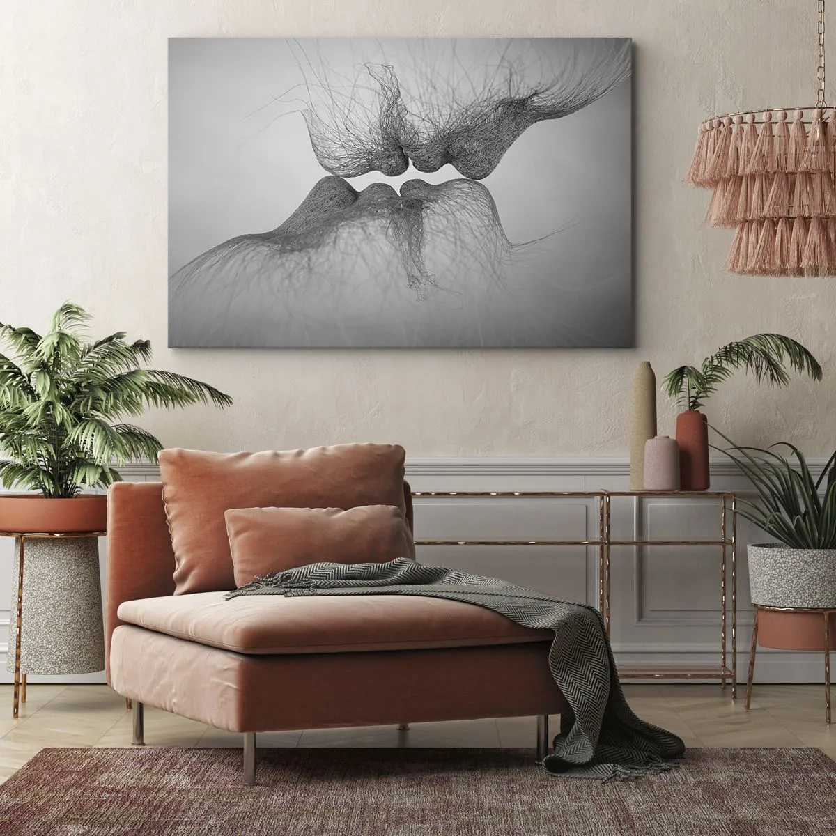 Bild auf Leinwand - Leinwandbild - Ein abstrakter Kuss in ätherischer Form - 70x50cm - Kuss des Windes - Moderne Wanddekoration für Wohnzimmer und Schlafzimmer ARTTOR