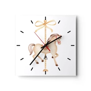 Wanduhr - Glasuhr - Anmutiger Trab - 40x40 cm