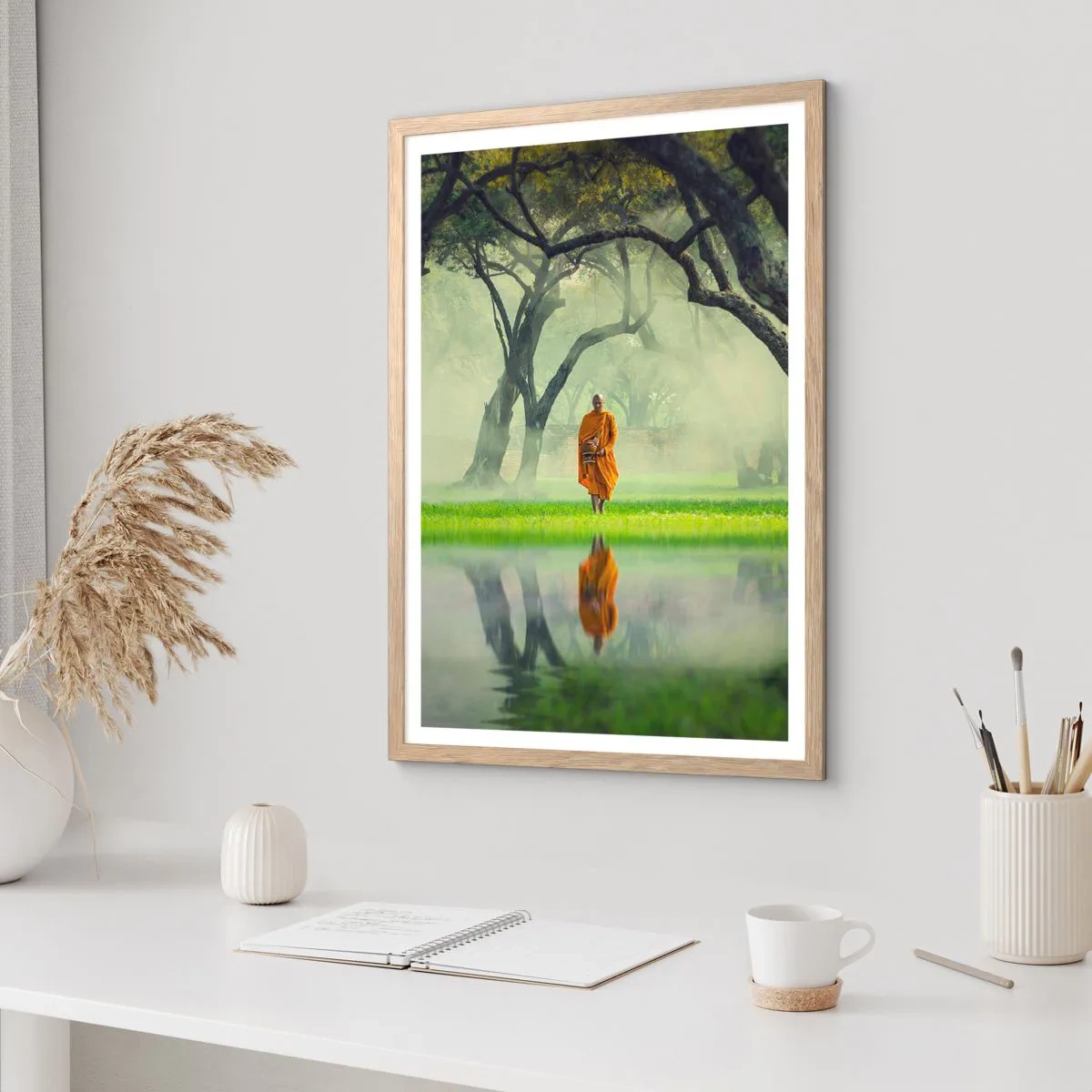 Poster in einem Rahmen aus heller Eiche - Auf dem Weg zur Erleuchtung - 30x40 cm