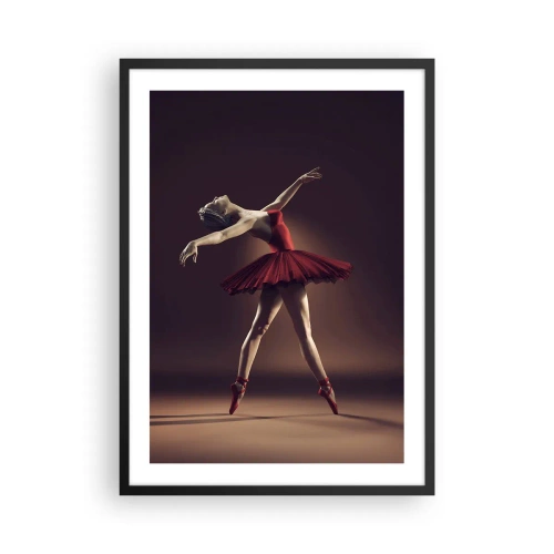 Poster in einem schwarzem Rahmen - Eine Balletttänzerin in einem roten Kleid auf der Bühne - 50x70cm - Eine Primaballerina - Moderne Wanddekoration für Wohnzimmer und Schlafzimmer ARTTOR