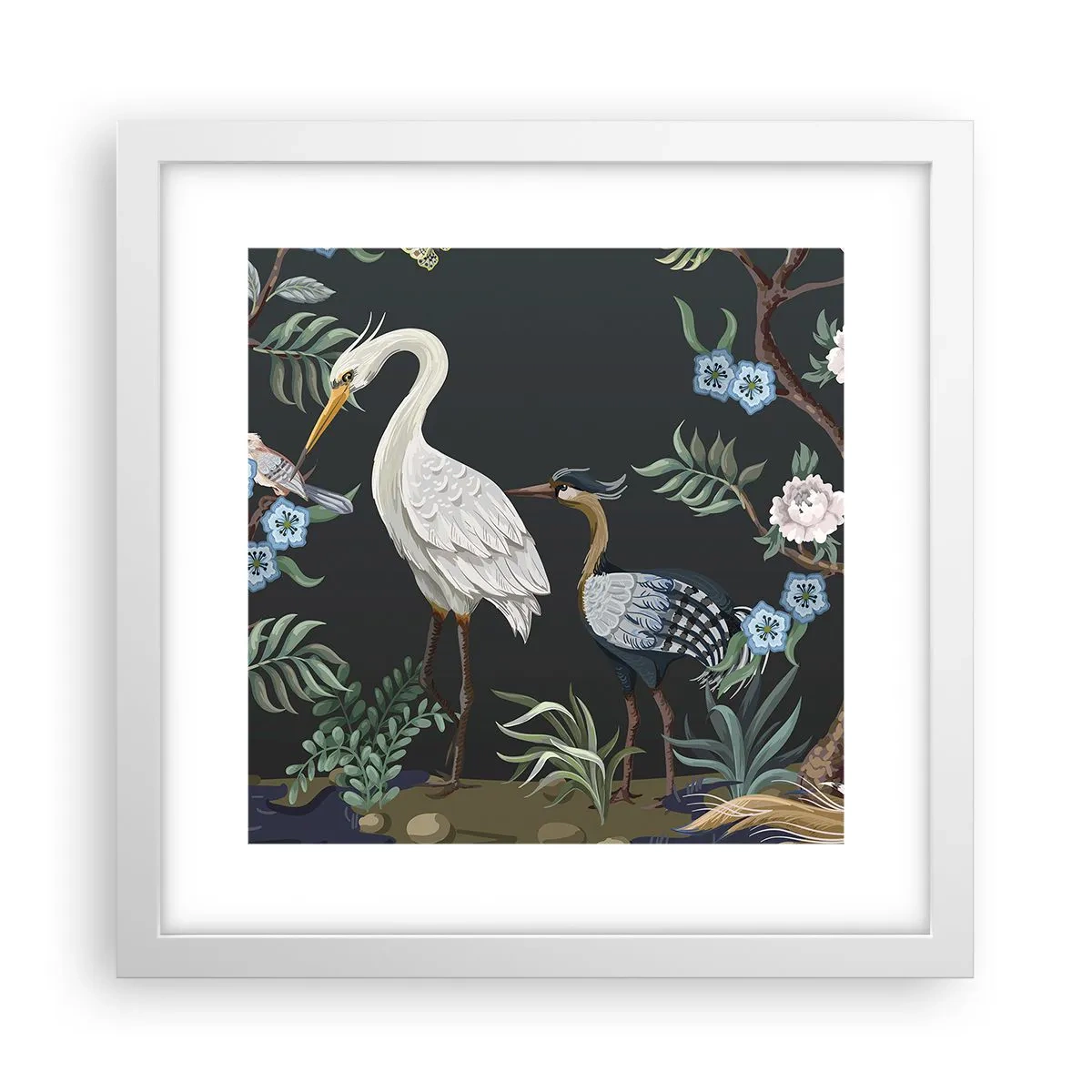 Poster in einem weißen Rahmen - Vogelparade - 30x30 cm