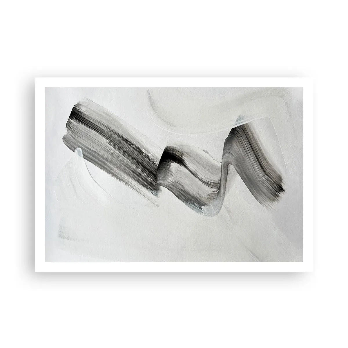 Poster - Abstrakter schwarz-weißer Pinselstrich auf hellem Hintergrund - 100x70cm - Lässig zum Spaß - Moderne Wanddekoration für Wohnzimmer und Schlafzimmer ARTTOR