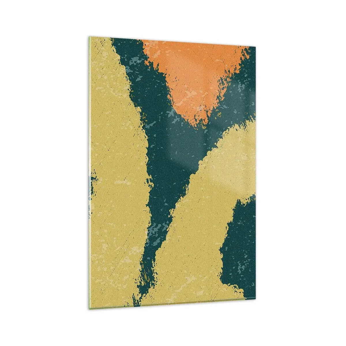 Glasbild - Bild auf glas - Abstrakte Flecken in erdigen und grünen Farben - 80x120cm - Abstraktion – langsame Bewegung - Moderne Wanddekoration für Wohnzimmer und Schlafzimmer ARTTOR