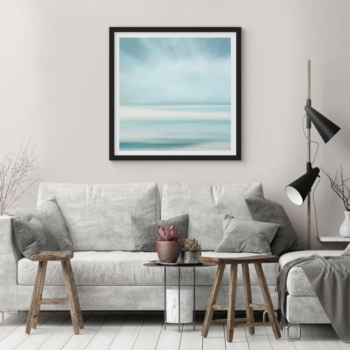 Poster in einem schwarzem Rahmen - Frieden bis zum Horizont - 50x50 cm