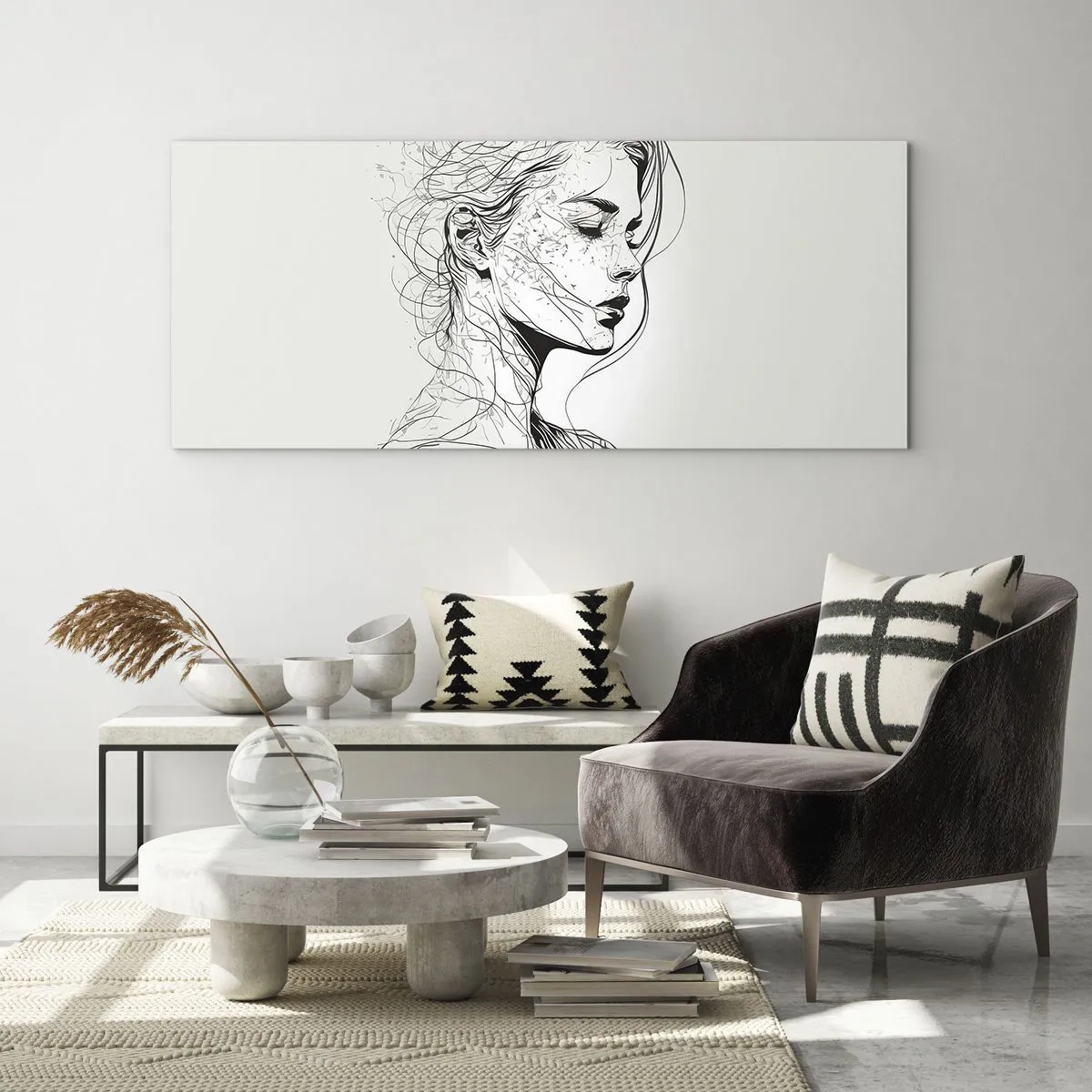 Glasbild - Bild auf glas - Porträt im Gedanken - 100x40 cm