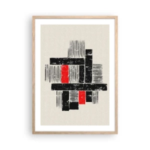 Poster in einem Rahmen aus heller Eiche - Rot und Schwarz - 50x70 cm