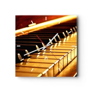 Wanduhr - Glasuhr - Klaviertastatur in goldener Beleuchtung - 30x30cm - Endlose Möglichkeiten - Moderne Wanddekoration für Wohnzimmer und Schlafzimmer ARTTOR