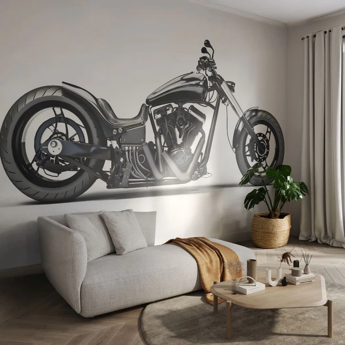 Fototapete Premium Canvas - Für alle, die die Freiheit lieben - Automobil, Motorrad, Zerhacker - 250x175 cm