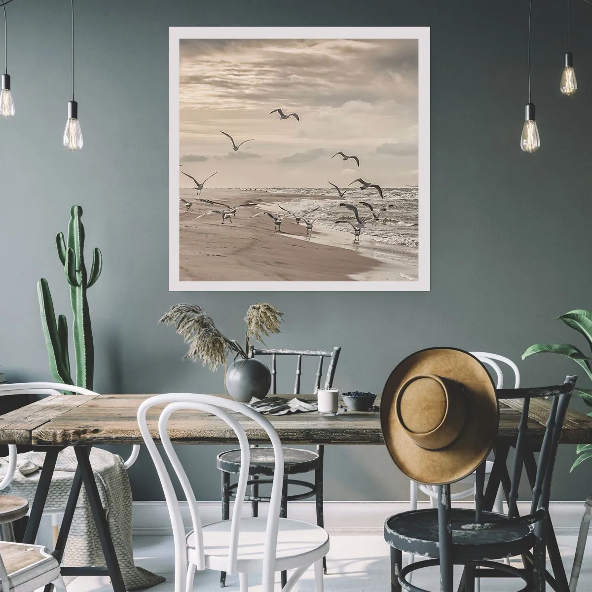 Poster - Meeresrauschen, Vogelgesang - 60x60 cm